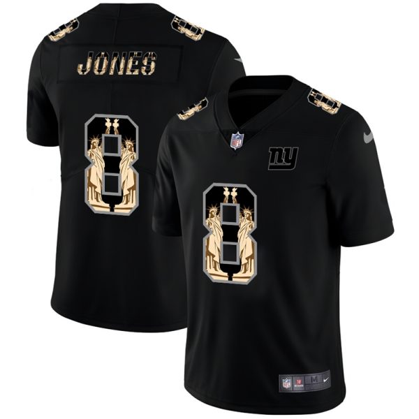New York Giants #8 Daniel Jones Carbon Black Vapor Statue Of Liberty Limited NFL Jersey - Custom Name