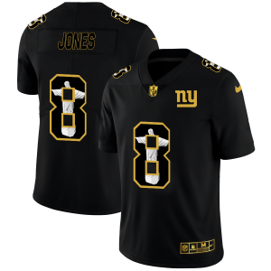 New York Giants #8 Daniel Jones Men's Nike Carbon Black Vapor Cristo Redentor Limited NFL Jersey - Custom Name