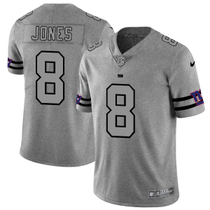 New York Giants #8 Daniel Jones Men's Nike Gray Gridiron II Vapor Untouchable Limited NFL Jersey - Custom Name