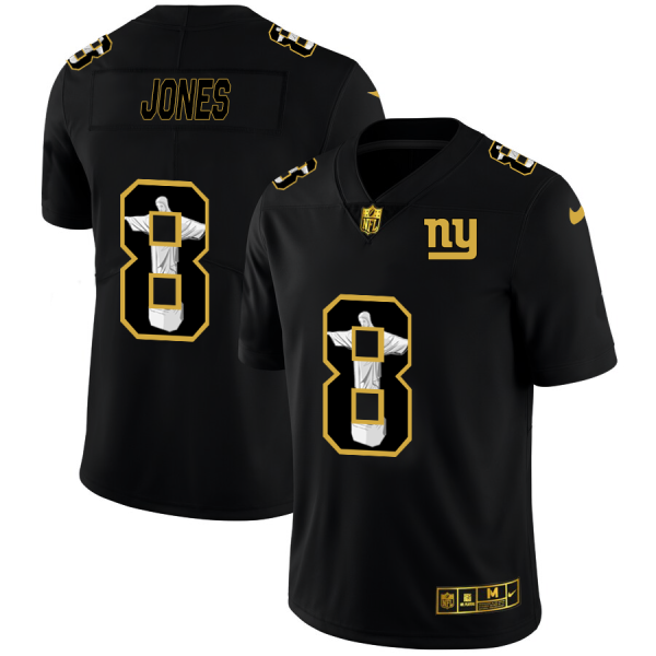New York Giants #8 Daniel Jones Nike Carbon Black Vapor Cristo Redentor Limited NFL Jersey - Custom Name