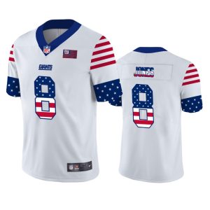 New York Giants #8 Daniel Jones White Men's Nike Team Logo USA Flag Vapor Untouchable Limited NFL Jersey - Custom Name