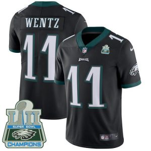 Nike Eagles #11 Carson Wentz Black Alternate Super Bowl LII Champions Men's Stitched NFL Vapor Untouchable Limited Jersey - Custom Name