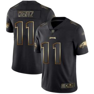 Nike Eagles #11 Carson Wentz Black Gold Men's Stitched NFL Vapor Untouchable Limited Jersey - Custom Name