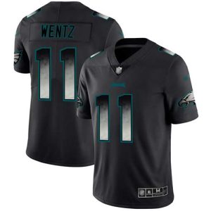 Nike Eagles #11 Carson Wentz Black Men's Stitched NFL Vapor Untouchable Limited Smoke Fashion Jersey - Custom Name