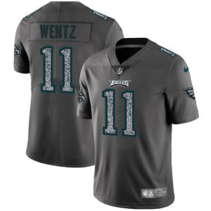 Nike Eagles #11 Carson Wentz Gray Static Men's Stitched NFL Vapor Untouchable Limited Jersey - Custom Name