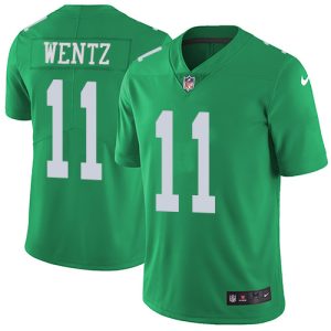 Nike Eagles #11 Carson Wentz Green Men's Stitched NFL Limited Rush Jersey - Custom Name