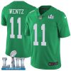 Nike Eagles #11 Carson Wentz Green Super Bowl LII Men's Stitched NFL Limited Rush Jersey - Custom Name