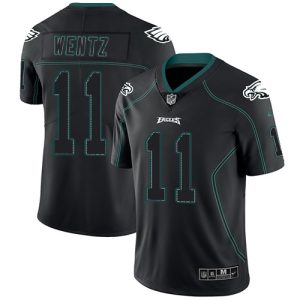 Nike Eagles #11 Carson Wentz Lights Out Black Men's Stitched NFL Limited Rush Jersey - Custom Name
