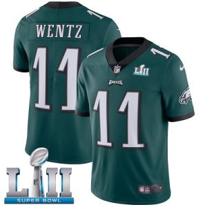 Nike Eagles #11 Carson Wentz Midnight Green Team Color Super Bowl LII Men's Stitched NFL Vapor Untouchable Limited Jersey - Custom Name