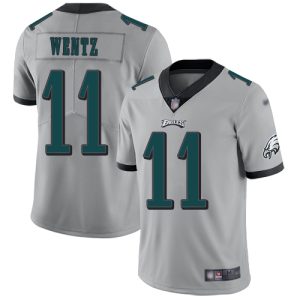 Nike Eagles #11 Carson Wentz Silver Men's Stitched NFL Limited Inverted Legend Jersey - Custom Name