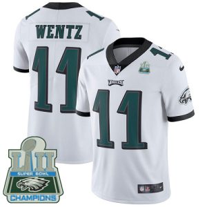 Nike Eagles #11 Carson Wentz White Super Bowl LII Champions Men's Stitched NFL Vapor Untouchable Limited Jersey - Custom Name