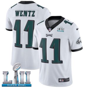 Nike Eagles #11 Carson Wentz White Super Bowl LII Men's Stitched NFL Vapor Untouchable Limited Jersey - Custom Name