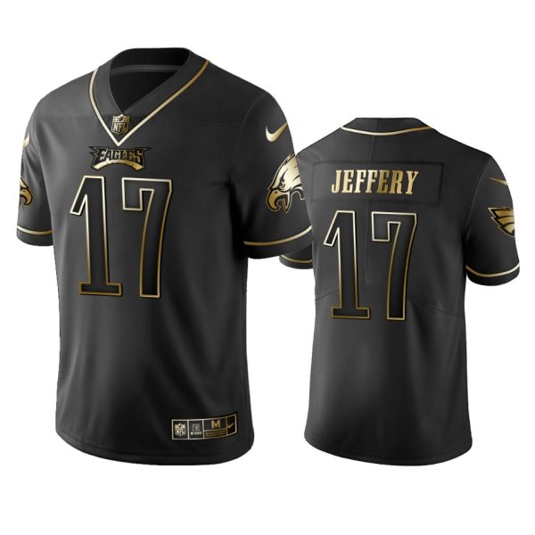Nike Eagles #17 Alshon Jeffery Black Golden Limited Edition Stitched NFL Jersey - Custom Name