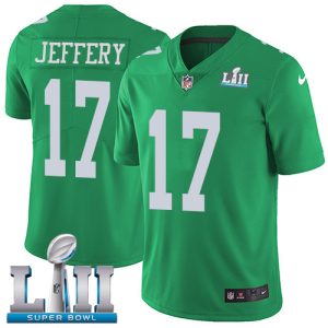 Nike Eagles #17 Alshon Jeffery Green Super Bowl LII Men's Stitched NFL Limited Rush Jersey - Custom Name