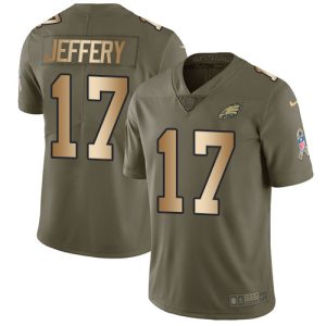 Nike Eagles #17 Alshon Jeffery Olive Gold Men's Stitched NFL Limited 2017 Salute To Service Jersey - Custom Name