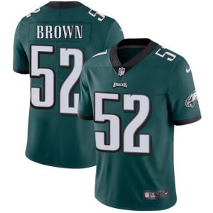 Nike Eagles #52 Asantay Brown Midnight Green Team Color Men's Stitched NFL Vapor Untouchable Limited Jersey - Custom Name