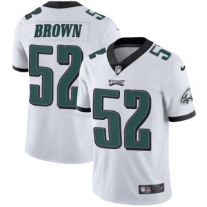 Nike Eagles #52 Asantay Brown White Men's Stitched NFL Vapor Untouchable Limited Jersey - Custom Name