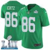 Nike Eagles #86 Zach Ertz Green Super Bowl LII Men's Stitched NFL Limited Rush Jersey - Custom Name