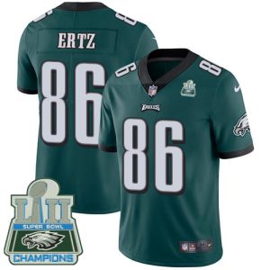 Nike Eagles #86 Zach Ertz Midnight Green Team Color Super Bowl LII Champions Men's Stitched NFL Vapor Untouchable Limited Jersey - Custom Name