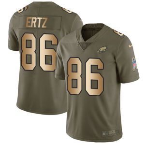 Nike Eagles #86 Zach Ertz Olive Gold Men's Stitched NFL Limited 2017 Salute To Service Jersey - Custom Name
