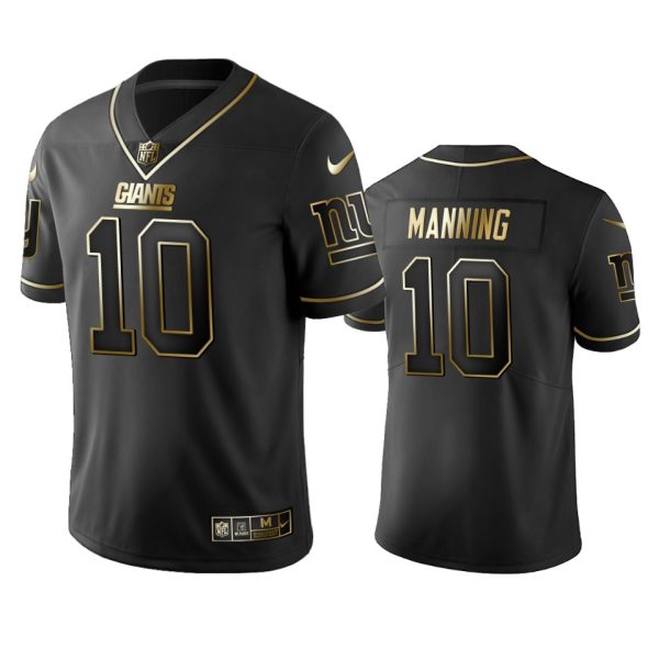 Nike Giants #10 Eli Manning Black Golden Limited Edition Stitched NFL Jersey - Custom Name
