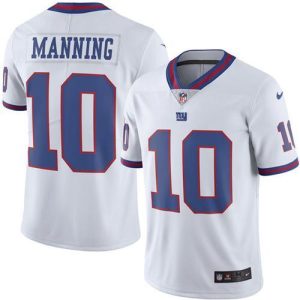 Nike Giants #10 Eli Manning White Men's Stitched NFL Limited Rush Jersey - Custom Name