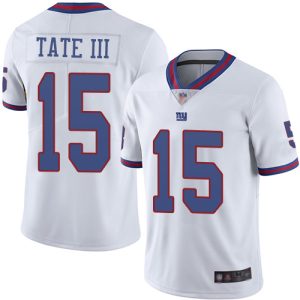 Nike Giants #15 Golden Tate III White Men's Stitched NFL Limited Rush Jersey - Custom Name
