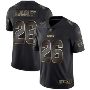 Nike Giants #26 Saquon Barkley Black Gold Men's Stitched NFL Vapor Untouchable Limited Jersey - Custom Name