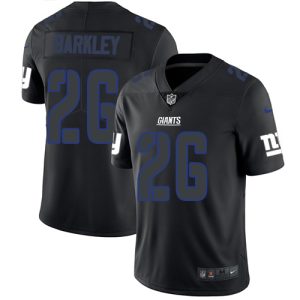 Nike Giants #26 Saquon Barkley Black Men's Stitched NFL Limited Rush Impact Jersey - Custom Name