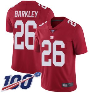 Nike Giants #26 Saquon Barkley Red Alternate Men's Stitched NFL 100th Season Vapor Limited Jersey - Custom Name