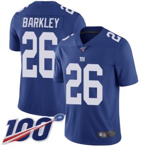 Nike Giants #26 Saquon Barkley Royal Blue Team Color Men's Stitched NFL 100th Season Vapor Limited Jersey - Custom Name