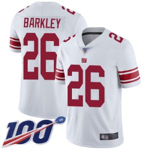 Nike Giants #26 Saquon Barkley White Men's Stitched NFL 100th Season Vapor Limited Jersey - Custom Name
