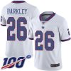 Nike Giants #26 Saquon Barkley White Men's Stitched NFL Limited Rush 100th Season Jersey - Custom Name