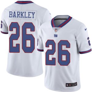 Nike Giants #26 Saquon Barkley White Men's Stitched NFL Limited Rush Jersey - Custom Name