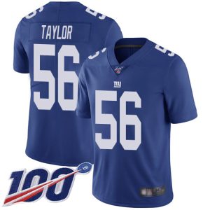 Nike Giants #56 Lawrence Taylor Royal Blue Team Color Men's Stitched NFL 100th Season Vapor Limited Jersey - Custom Name