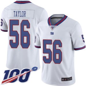 Nike Giants #56 Lawrence Taylor White Men's Stitched NFL Limited Rush 100th Season Jersey - Custom Name