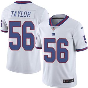 Nike Giants #56 Lawrence Taylor White Men's Stitched NFL Limited Rush Jersey - Custom Name