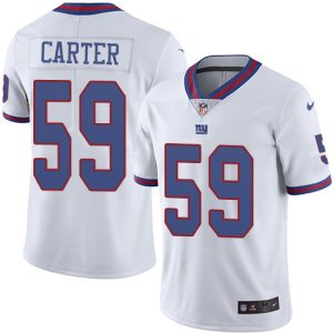 Nike Giants #59 Lorenzo Carter White Men's Stitched NFL Limited Rush Jersey - Custom Name