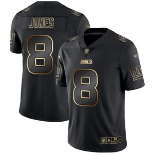 Nike Giants #8 Daniel Jones Black Gold Men's Stitched NFL Vapor Untouchable Limited Jersey - Custom Name