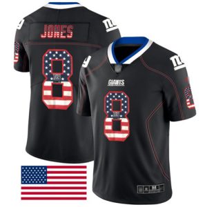 Nike Giants #8 Daniel Jones Black Men's Stitched NFL Limited Rush USA Flag Jersey - Custom Name