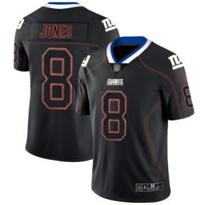 Nike Giants #8 Daniel Jones Lights Out Black Men's Stitched NFL Limited Rush Jersey - Custom Name