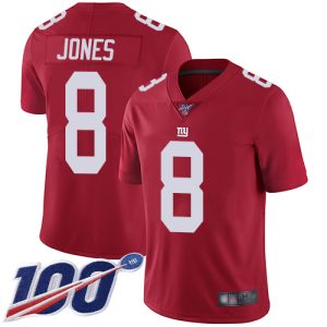 Nike Giants #8 Daniel Jones Red Alternate Men's Stitched NFL 100th Season Vapor Limited Jersey - Custom Name