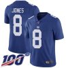 Nike Giants #8 Daniel Jones Royal Blue Team Color Men's Stitched NFL 100th Season Vapor Limited Jersey - Custom Name