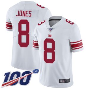 Nike Giants #8 Daniel Jones White Men's Stitched NFL 100th Season Vapor Limited Jersey - Custom Name