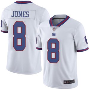 Nike Giants #8 Daniel Jones White Men's Stitched NFL Limited Rush Jersey - Custom Name