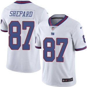 Nike Giants #87 Sterling Shepard White Men's Stitched NFL Limited Rush Jersey - Custom Name