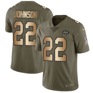 Nike Jets #22 Trumaine Johnson Olive Gold Men's Stitched NFL Limited 2017 Salute To Service Jersey - Custom Name