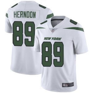 Nike Jets #89 Chris Herndon White Men's Stitched NFL Vapor Untouchable Limited Jersey - Custom Name