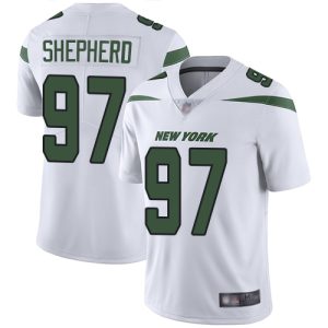 Nike Jets #97 Nathan Shepherd White Men's Stitched NFL Vapor Untouchable Limited Jersey - Custom Name