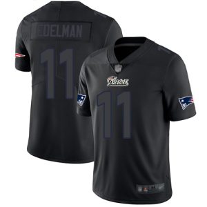 Nike Patriots #11 Julian Edelman Black Men's Stitched NFL Limited Rush Impact Jersey - Custom Name